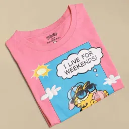 Kidsville Garfield Printed oversized fit Tshirt For Girls image 5