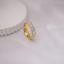 Perfectly Average Women 18 K Gold Plated Jewellery CZ Baguette Finger Ring-picture-25
