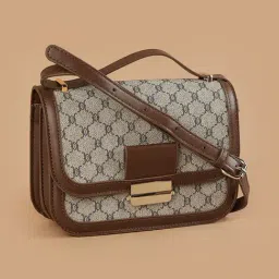 Code by Lifestyle Beige Printed Sling Handbag-picture-17