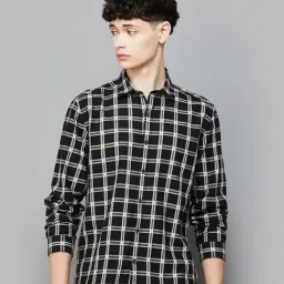 BOSSINI Beige & Black Regular Fit Check Shirt-picture-41