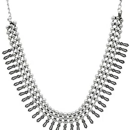 TEEJH Women Silver-Toned Oxidized Mishi Metallic Jewellery Set image 2