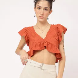 DressBerry Dobby Delight Ruffled Crop Top image 2