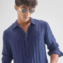 HIGHLANDER Men Textured Spread Collar Casual Shirt-picture-35