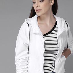 Roadster Women White Solid Windcheater Tailored Jacket-picture-33