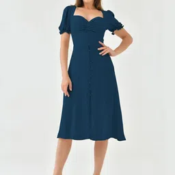 Sugathari Puff Sleeve Fit & Flare Midi Dress-picture-33