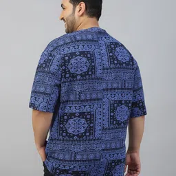 veirdo 100% Pure Cotton Oversized Loose Baggy Fit Drop Shoulder Paisley Printed Plus Size T-Shirt for Men (Sizes: 2XL to 5XL) image 3