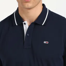 Tommy Hilfiger Men Solid Polo Collar Cotton T-shirt image 4