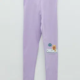 LC Waikiki Placement Teddy & Stay Childish Printed Leggings - Lilac-image-12