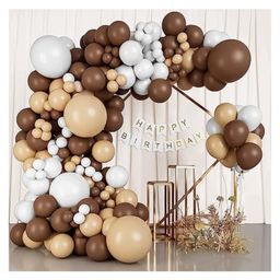 Bubble Trouble Pastel Color Balloons For Birthday Decoration for Girls & Boys Brown Peach & White - Pack of 63-picture-38