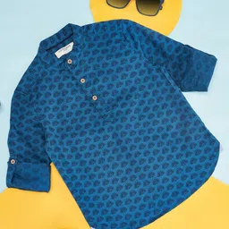 Pantaloons Junior Full Sleeves Abstract Printed Shirt - Teal Blue-image-2