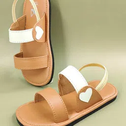 The Madras Trunk Heart Designed Colour Blocked Sandals - Tan image 1