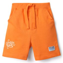 Babyhug Terry Knit Mid Thigh Length Shorts with Text Print - Orange-image-59