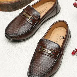 Tiny Bugs Metal Applique Detailed Textured Slip On Loafers - Brown-picture-16