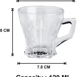 Somil Clear Glass Coffee & Tea Cup / Mug (120 Ml), Enjoy Your Drink in Style, 7.8 X 9.7 X 8 Cm, Pack of 2 image 4
