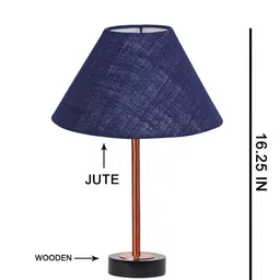 Aura Blue & Black Textured Metal Frustum Shaped Table Lamp image 3