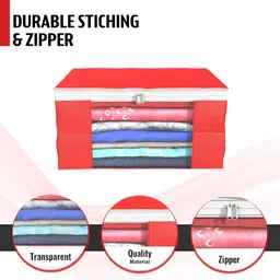 Aura Red & Brown 4 Pieces Foldable Saree Cover Organisers image 4