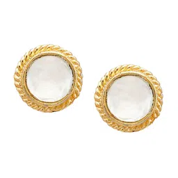 Ruby Raang Girls Gold-Plated Kundan Studded Circular Studs image 4