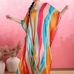 LABEL AARNA Surging waves Soft Satin Kaftan-image-77