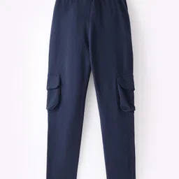 Olio Kids Cotton Knit Full Length Track Pant with Pocket & Unicorn Print - Navy image 2