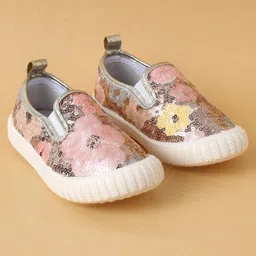 Cute Walk by Babyhug Casual Shoes With Sequin Detailing - Golden image 2