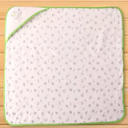 Doreme Fleece Knit Hooded Wrapper With Heart Print L 81 x B 79 cm - White & Green image 2