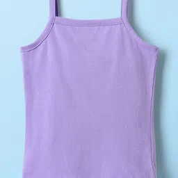 Babyhug 100% Cotton Knit Sleeveless Anti Bacterial Printed Slips Pack of 3 - White Pink & Purple image 3