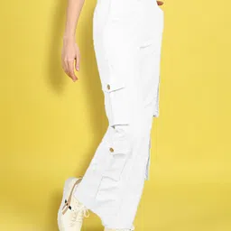 Cutiekins Woven Solid Cargo Pants - White image 4