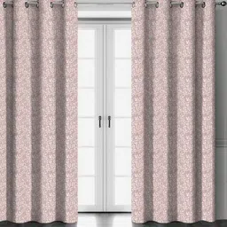 HOMEBREW FURNISHINGS Rose Gold Toned 2 Pieces Geometric Room Darkening Long Door Curtains-picture-24