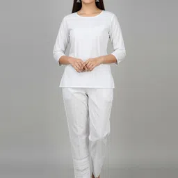 IZAAFA Women Solid Cotton Regular Fit Trousers image 1