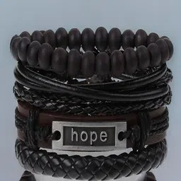 The Roadster Lifestyle Co Pack Of 4Hope Engraved Leather Wrist Wrap Bracelet-picture-11