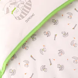 Doreme Fleece Knit Hooded Wrapper With Heart Print L 81 x B 79 cm - White & Green image 4