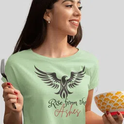 Tee Fusion Women Printed Slim Fit Cotton Crop T-shirt-picture-15