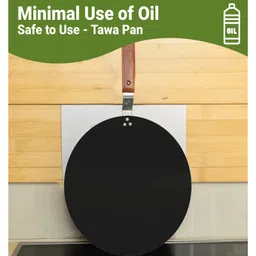 Femora Iron Concave Tawa 12 Inch, Tava for Roti with Strong Wooden Handle image 5