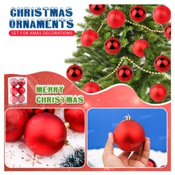 Fiddlerz Christmas Ornament Set 8 cm Matte Glitter and Gloss Finishes for Tree Decoration Holiday Decor Indoor and Outdoor Red -6 pcs image 5