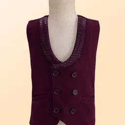 Babyhug Knit Full Sleeves Solid Color 3 Piece Party Suit with Bow - White & Wine image 5