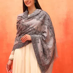 Pashmoda Kohsar Floral Woven Design Jamawar Woolen Shawl image 3