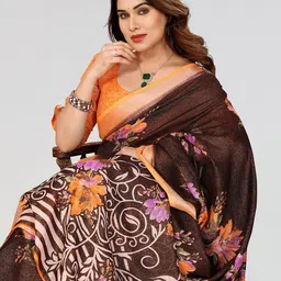 Moda Rapido Floral Printed Zari Saree image 2