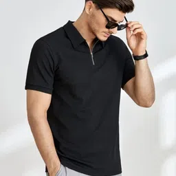Praizy Men Self Design Polo Collar T-shirt image 2