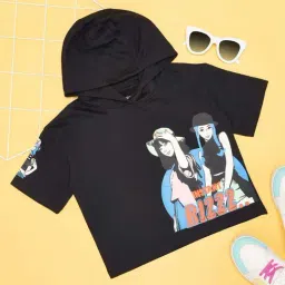 Pantaloons Junior Girls Jet Black Cotton Printed T-Shirts-image-64