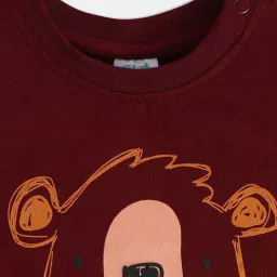 MINIKLUB Boys Maroon Printed Full Sleeves Top And Bottom image 5