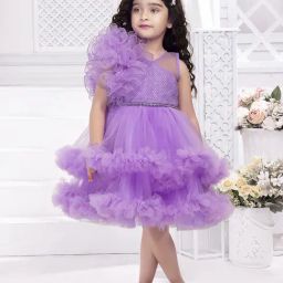 Ministitch Girls Lavender Flared Fit Party Dress-picture-18
