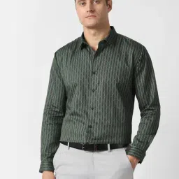 Van Heusen Green Cotton Slim Fit Printed Shirt-image-16