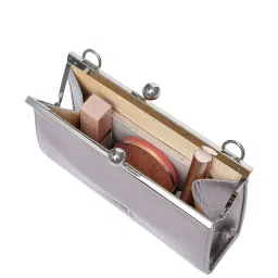 Fastrack Silver PU Solid Clutch image 5