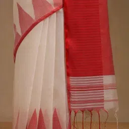 Soch White Cotton Woven Design Saree With Unstitched Blouse image 5