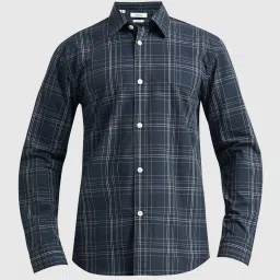 selected homme Selected Navy Blue Cotton Regular Fit Checks Shirt image 5
