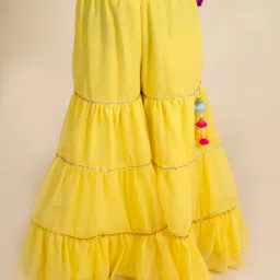 Pspeaches Girls Yellow Regular Fit Printed Kurta Set image 5