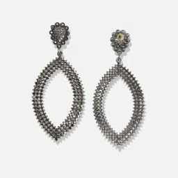 Sohi Women's Intricate Antique Drop Earrings  Silver image 5