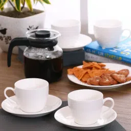 Clay Craft White Ceramic Cup & Saucer - Set of 12 (180 ml each)-image-56