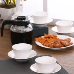 Clay Craft White Ceramic Cup & Saucer - Set of 12 (180 ml each)-image-47