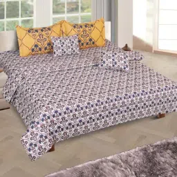 Romee Multicolor Cotton 200 TC King Bedsheet and Comforter with 2 Pillow Covers & 2 Cushion Covers-picture-19